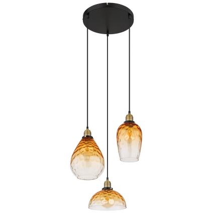Globo - Κρεμαστό φωτιστικό οροφής 3xE27/60W/230V διάμετρος 46 cm πορτοκαλί