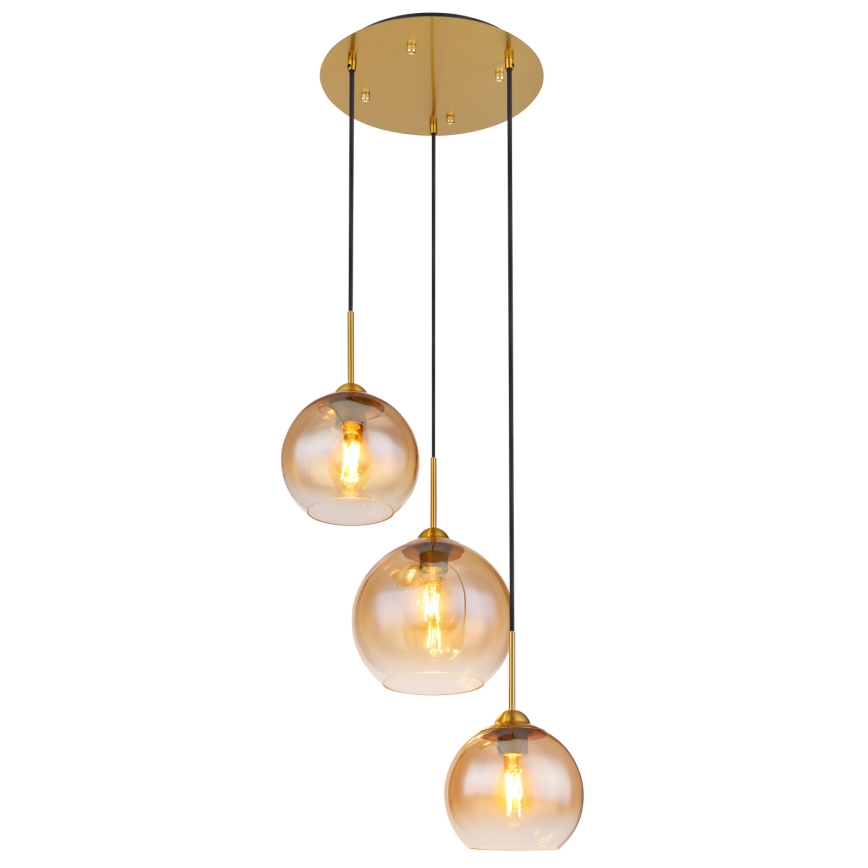 Globo - Κρεμαστό φωτιστικό με καλώδιο 3xE27/60W/230V από ορείχαλκο