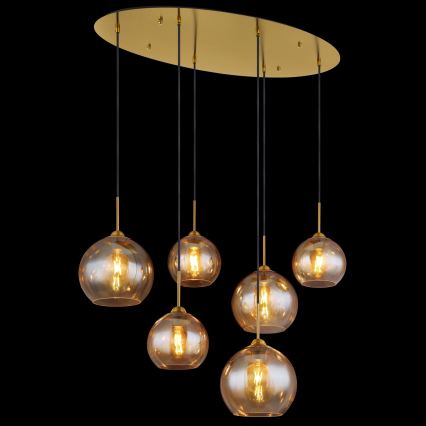 Globo - Κρεμαστό φωτιστικό με καλώδιο 6xE27/60W/230V ορείχαλκος