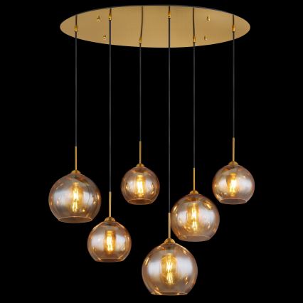 Globo - Κρεμαστό φωτιστικό με καλώδιο 6xE27/60W/230V ορείχαλκος