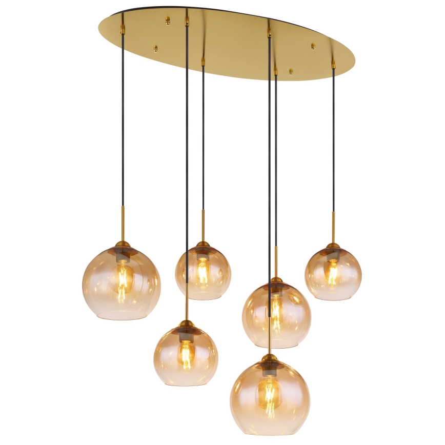 Globo - Κρεμαστό φωτιστικό με καλώδιο 6xE27/60W/230V ορείχαλκος