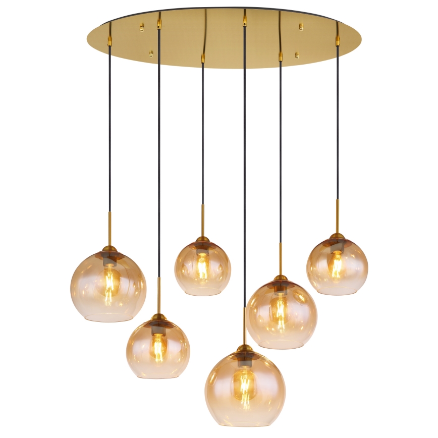 Globo - Κρεμαστό φωτιστικό με καλώδιο 6xE27/60W/230V ορείχαλκος