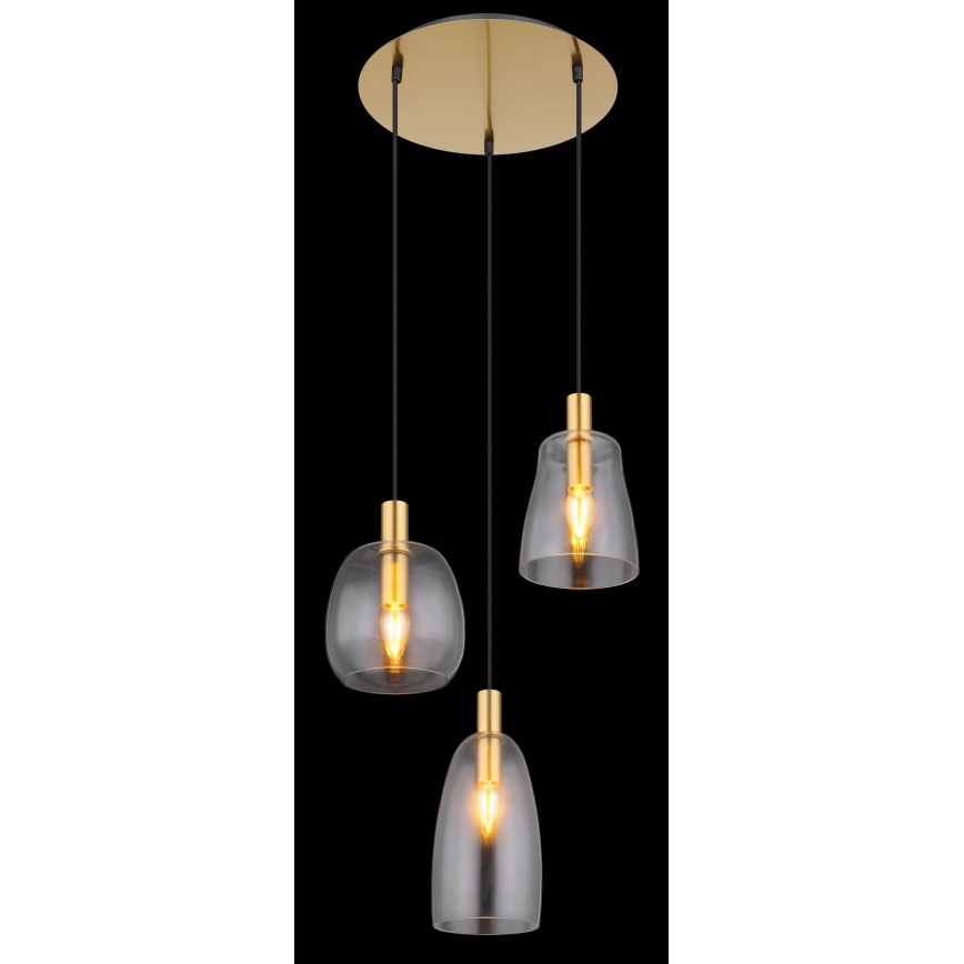 Globo - Κρεμαστό φωτιστικό οροφής 3xE14/40W/230V διάμετρος 43 cm ορείχαλκος