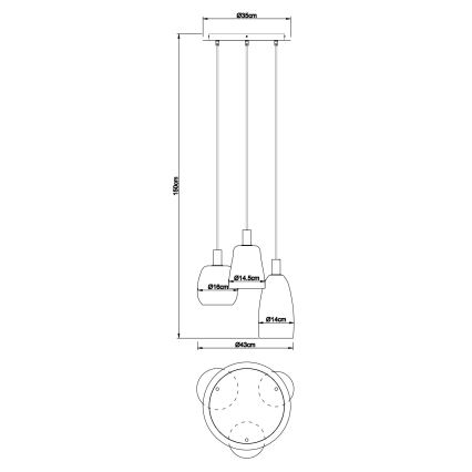 Globo - Κρεμαστό φωτιστικό οροφής 3xE14/40W/230V διάμετρος 43 cm ορείχαλκος