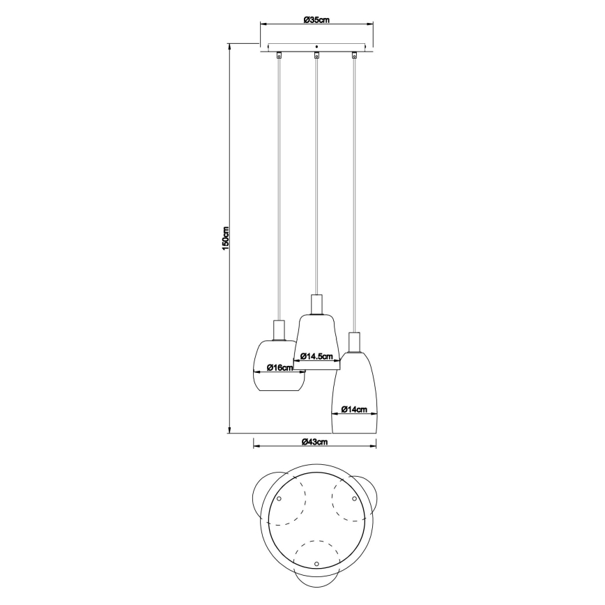 Globo - Κρεμαστό φωτιστικό οροφής 3xE14/40W/230V διάμετρος 43 cm ορείχαλκος