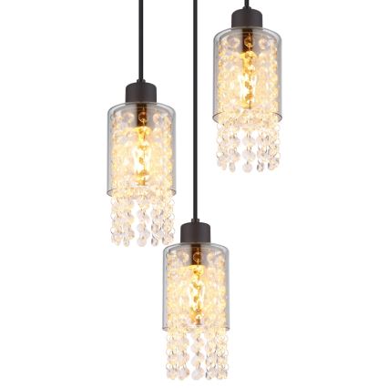 Globo - Κρεμαστό φωτιστικό οροφής 3xE27/40W/230V διάμετρος 25 cm μαύρο