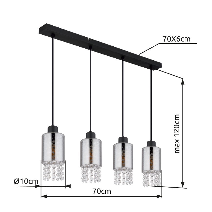 Globo - Κρεμαστό φωτιστικό οροφής 4xE27/40W/230V μαύρο