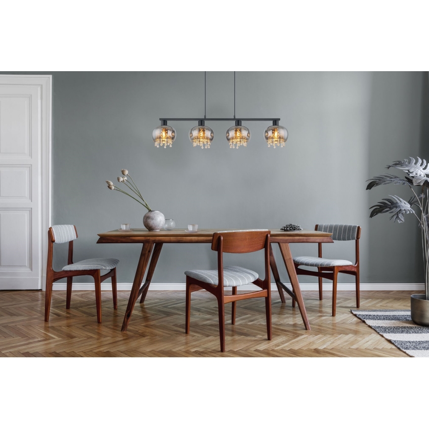 Globo - Κρεμαστό φωτιστικό οροφής 4xE27/9W/230V μαύρο