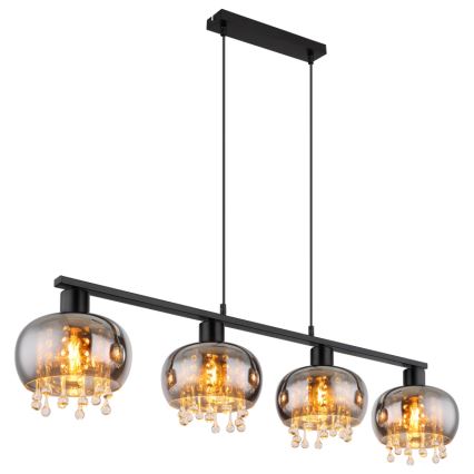 Globo - Κρεμαστό φωτιστικό οροφής 4xE27/9W/230V μαύρο