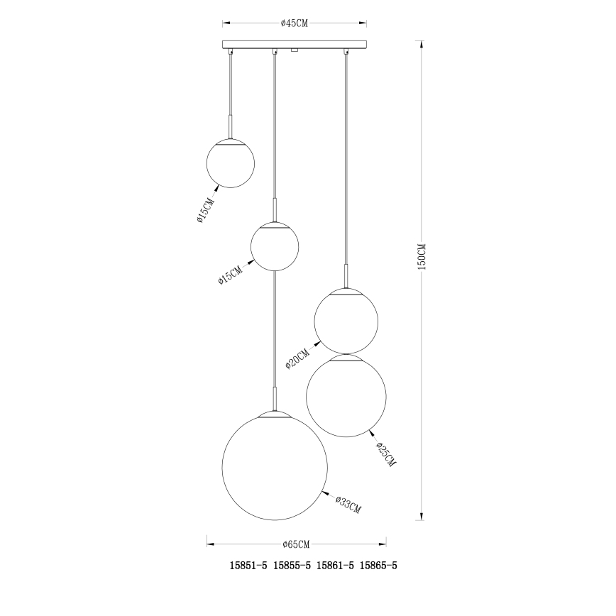 Globo - Κρεμαστό φωτιστικό οροφής 5xE27/40W/230V διάμετρος 65 cm