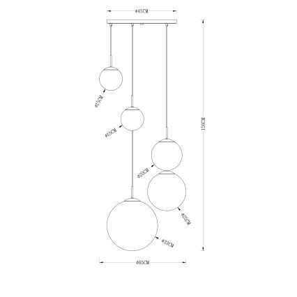 Globo - Κρεμαστό φωτιστικό οροφής 5xE27/40W/230V διάμετρος 65 cm