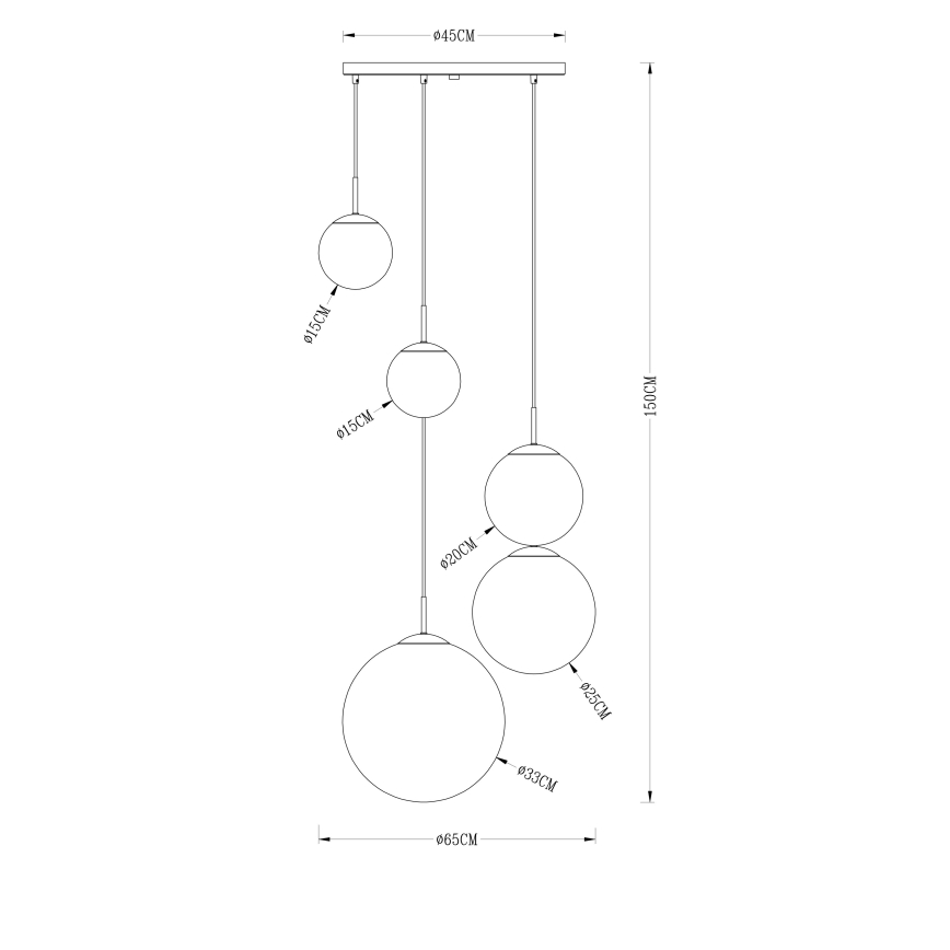 Globo - Κρεμαστό φωτιστικό οροφής 5xE27/40W/230V διάμετρος 65 cm