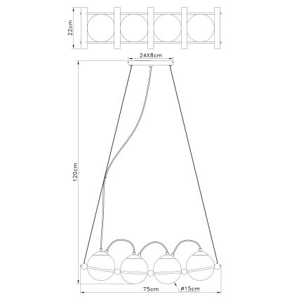 Globo -Κρεμαστό φωτιστικό οροφής 4xE14/15W/230V Καουτσουκόδεντρο