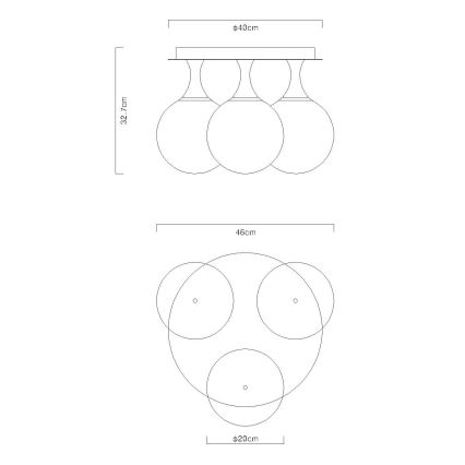 Globo - Πλαφονιέρα οροφής 3xE27/10W/230V διάμετρος 46 cm μαύρο