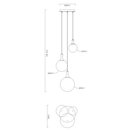 Globo - Κρεμαστό φωτιστικό οροφής 3xE27/10W/230V διάμετρος 48 cm μαύρο