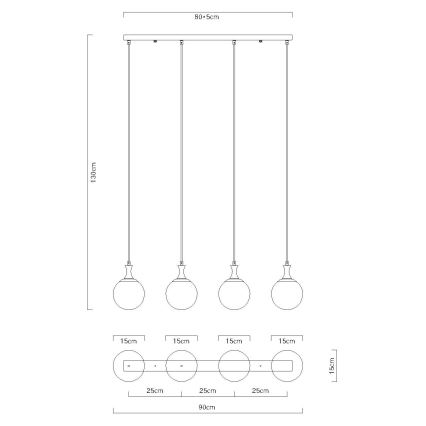 Globo - Κρεμαστό φωτιστικό οροφής 4xE27/10W/230V μαύρο