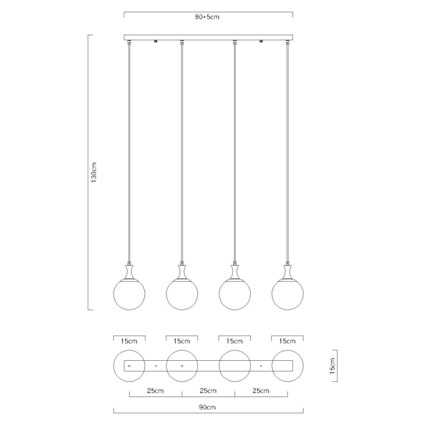 Globo - Κρεμαστό φωτιστικό οροφής 4xE27/10W/230V μαύρο
