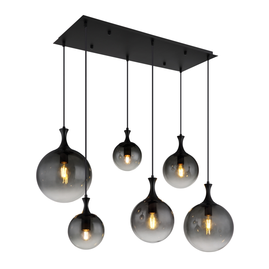 Globo - Κρεμαστό φωτιστικό οροφής 6xE27/10W/230V μαύρο