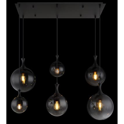 Globo - Κρεμαστό φωτιστικό οροφής 6xE27/10W/230V μαύρο