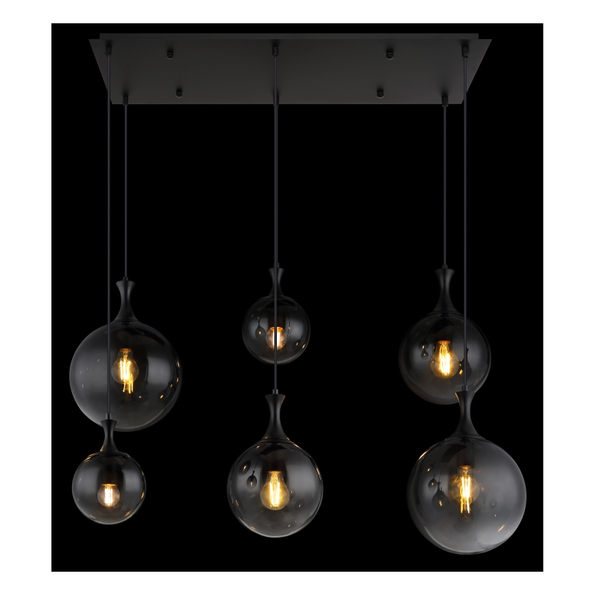 Globo - Κρεμαστό φωτιστικό οροφής 6xE27/10W/230V μαύρο