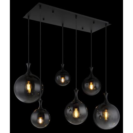 Globo - Κρεμαστό φωτιστικό οροφής 6xE27/10W/230V μαύρο