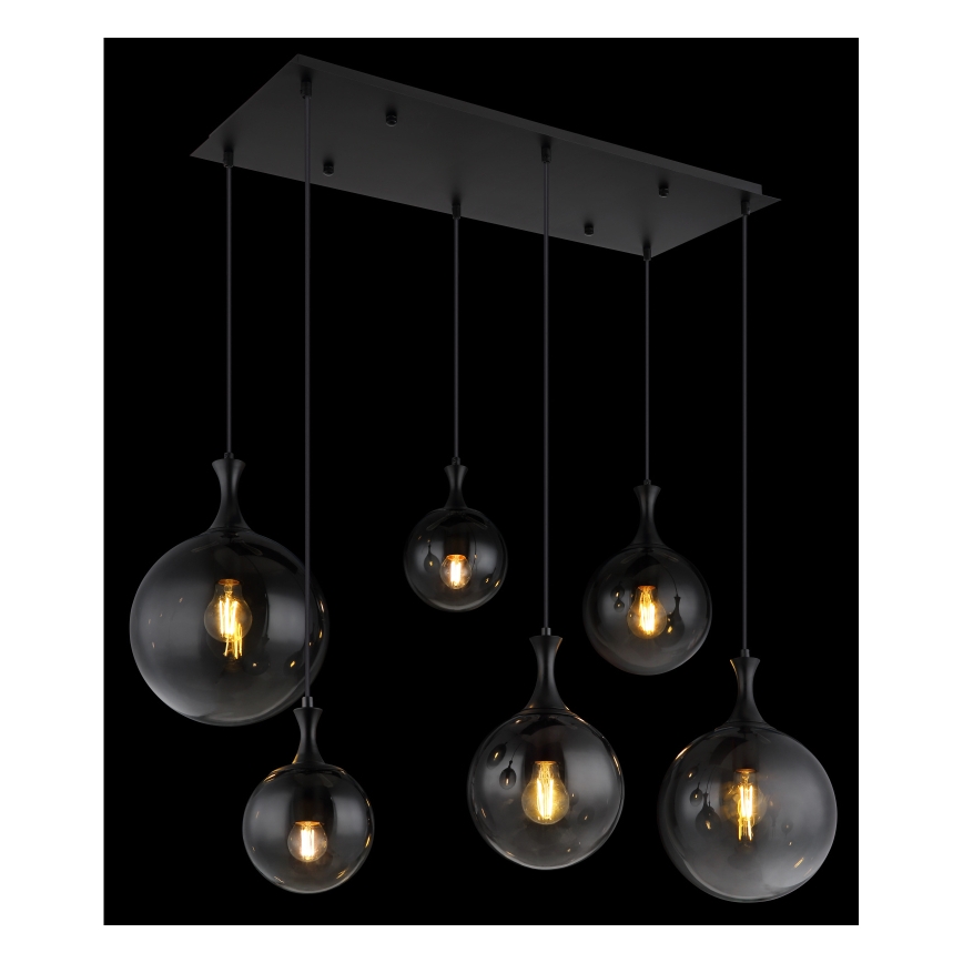 Globo - Κρεμαστό φωτιστικό οροφής 6xE27/10W/230V μαύρο