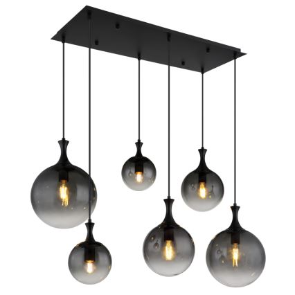 Globo - Κρεμαστό φωτιστικό οροφής 6xE27/10W/230V μαύρο
