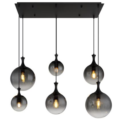 Globo - Κρεμαστό φωτιστικό οροφής 6xE27/10W/230V μαύρο
