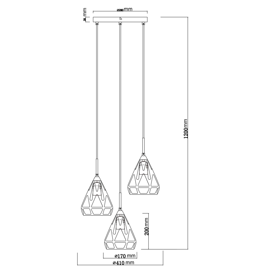 Globo - Κρεμαστό φωτιστικό οροφής 3xE27/40W/230V