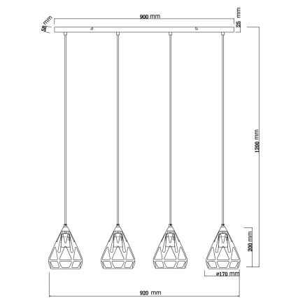 Globo - Κρεμαστό φωτιστικό οροφής 4xE27/40W/230V