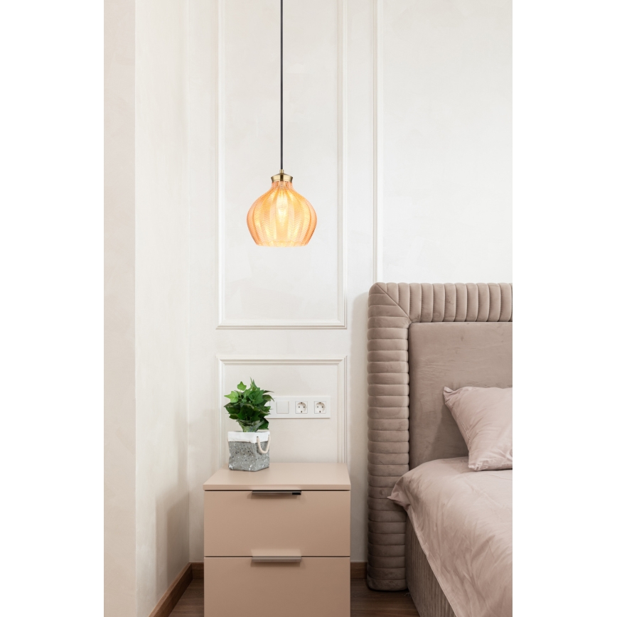 Globo - Κρεμαστό φωτιστικό με καλώδιο 1xE27/60W/230V Ø 22 cm χρυσό