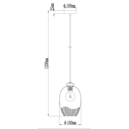 Globo - Κρεμαστό φωτιστικό με καλώδιο 1xE27/60W/230V Ø 22 cm χρυσό