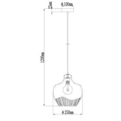 Globo - Κρεμαστό φωτιστικό με καλώδιο 1xE27/60W/230V διάμ. 22 cm καπνιστό