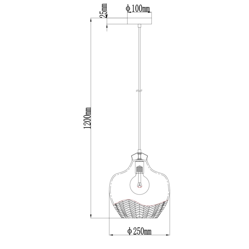 Globo - Κρεμαστό φωτιστικό με καλώδιο 1xE27/60W/230V διάμ. 22 cm καπνιστό