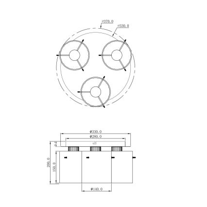 Globo - Φωτιστικό οροφής 3xE27/40W/230V διάμετρος 37 cm γκρι