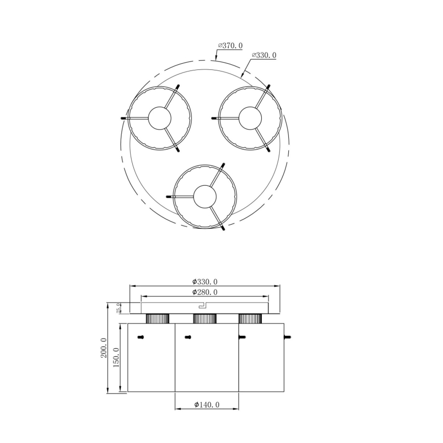 Globo - Φωτιστικό οροφής 3xE27/40W/230V διάμετρος 37 cm γκρι