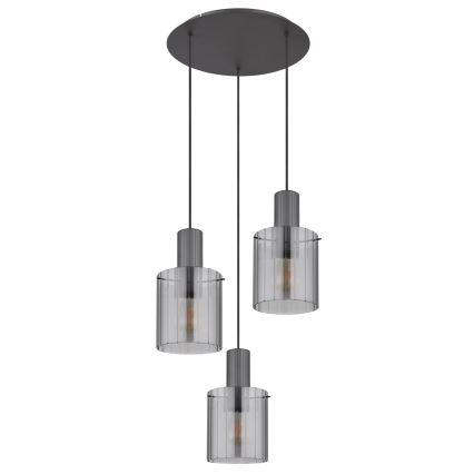 Globo - Κρεμαστό φωτιστικό οροφής 3xE27/40W/230V διάμετρος 48 cm γκρι