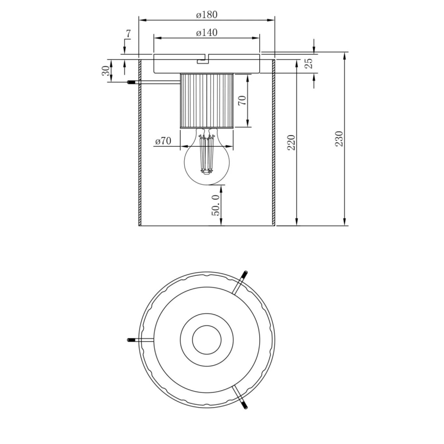 Globo - Φωτιστικό οροφής 1xE27/40W/230V διάμετρος 18 cm καφέ