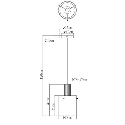 Globo - Κρεμαστό φωτιστικό οροφής 1xE27/40W/230V διάμετρος 18 cm καφέ