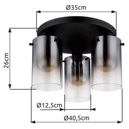 Globo - Πλαφονιέρα οροφής 3xE27/40W/230V διάμετρος 40,5 cm μαύρο