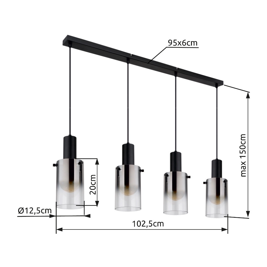 Globo - Κρεμαστό φωτιστικό οροφής 4xE27/40W/230V μαύρο