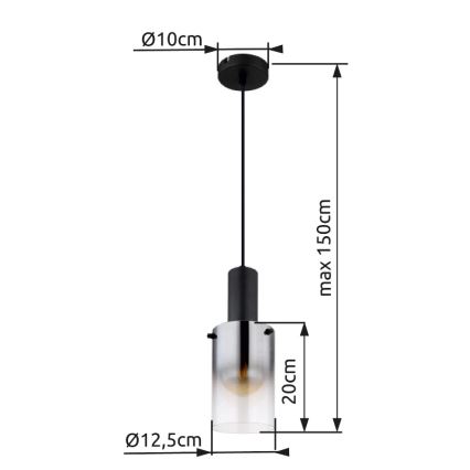 Globo - Κρεμαστό φωτιστικό οροφής 1xE27/40W/230V διάμετρος 12,5 cm μαύρο