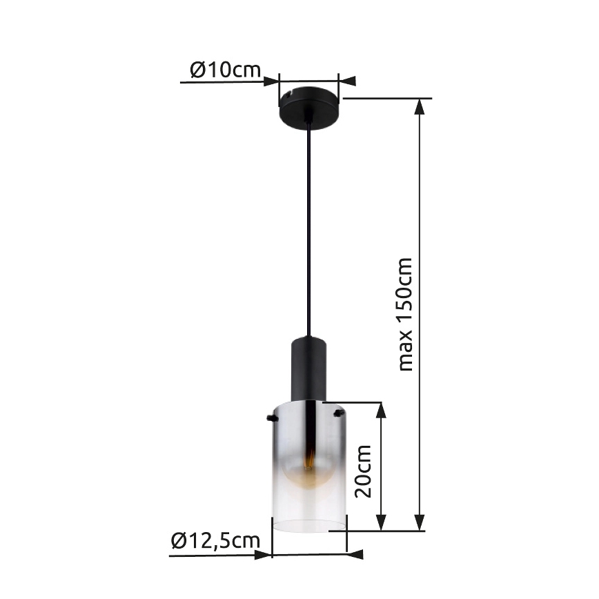 Globo - Κρεμαστό φωτιστικό οροφής 1xE27/40W/230V διάμετρος 12,5 cm μαύρο