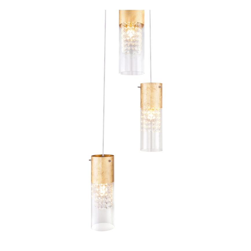 Globo - Κρεμαστό φωτιστικό οροφής 3xE27/60W/230V διάμετρος 30 cm χρυσό