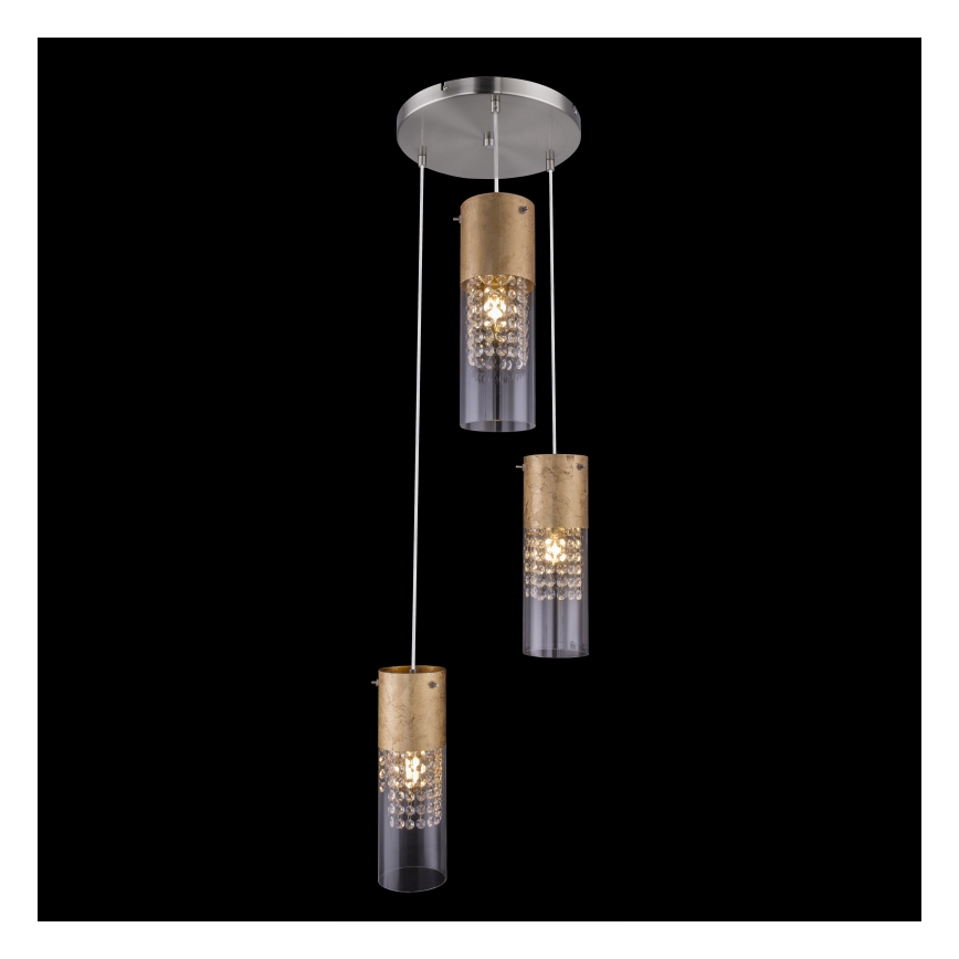 Globo - Κρεμαστό φωτιστικό οροφής 3xE27/60W/230V διάμετρος 30 cm χρυσό