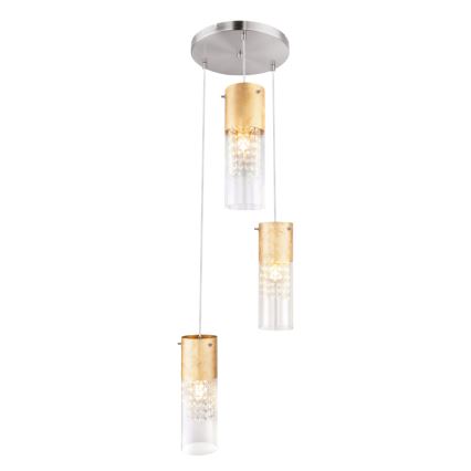 Globo - Κρεμαστό φωτιστικό οροφής 3xE27/60W/230V διάμετρος 30 cm χρυσό