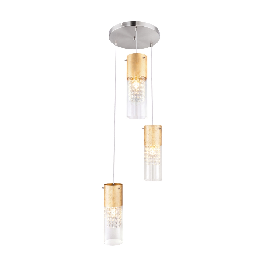 Globo - Κρεμαστό φωτιστικό οροφής 3xE27/60W/230V διάμετρος 30 cm χρυσό