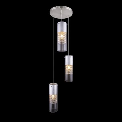 Globo - Κρεμαστό φωτιστικό οροφής 3xE27/60W/230V διάμετρος 30 cm ασημί