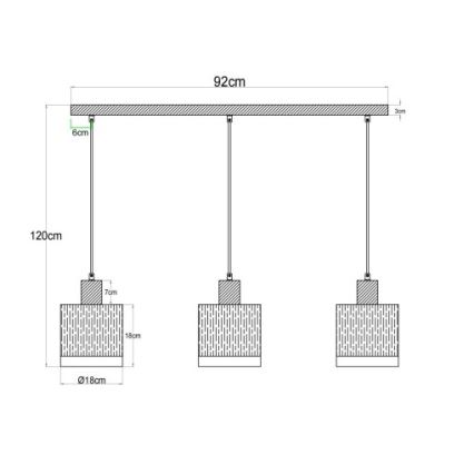 Globo - Κρεμαστό φωτιστικό με καλώδιο 3xE27/60W/230V