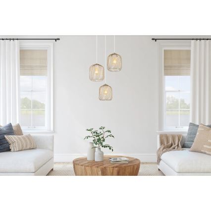 Globo - Κρεμαστό φωτιστικό με καλώδιο 3xE27/40W/230V μπεζ/λευκό